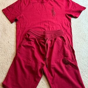 Red Polo T-Shirt and Shorts Set